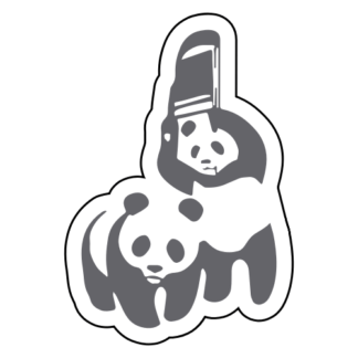 Funny Panda Fight Sticker (Grey)